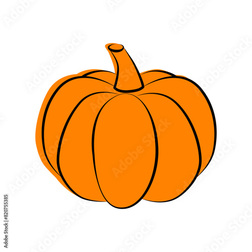 Pumpkin line icon. Pumpkin for Halloween or Thanksgiving. Flat vector orange icon for apps and websites (ID: 820755385)