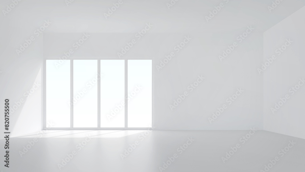 3D room space background with soft shadow. Empty white room space for interior design and decoration. 3D render. 3D room space background with soft shadow. Empty white room space for interior design and decoration. 3D render.