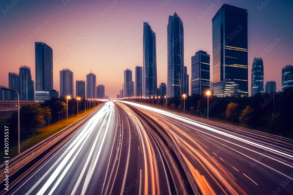 Fototapeta premium traffic at night, motion shoot long exposure