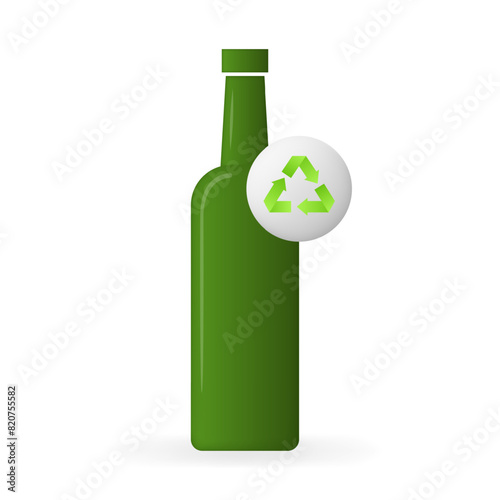 Bottle Recycling Icon. Flat Style. Vector icon