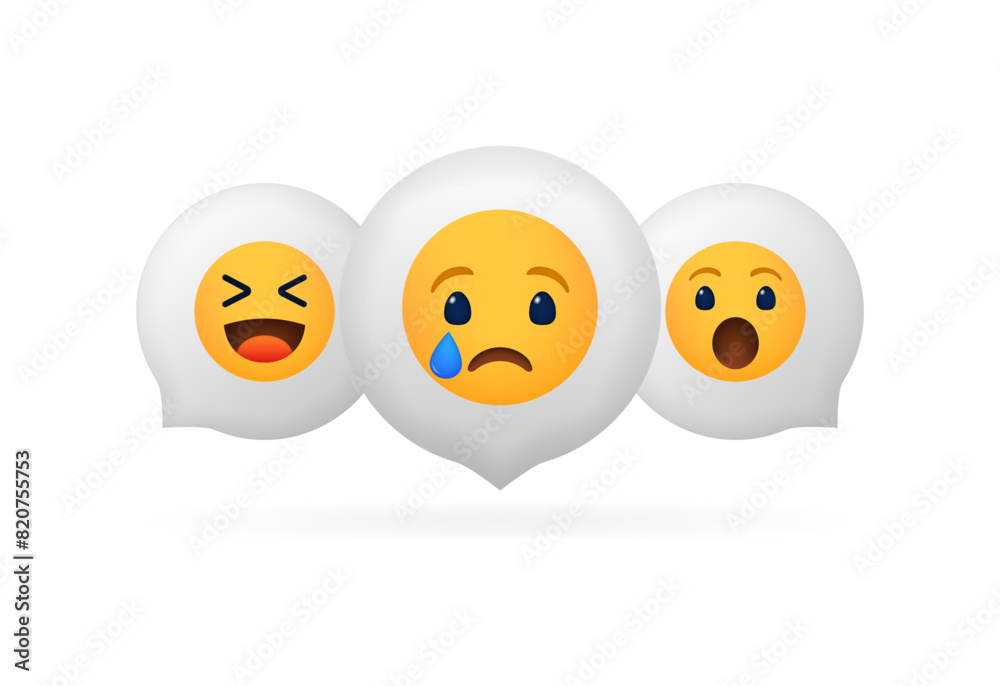Emoticons facebook icons. Speech Bubble Editorial emoticons of joy, sadness and surprise. Flat Style. Vector icons Emoticons facebook icons. Speech Bubble Editorial emoticons of joy, sadness and surprise. Flat Style. Vector icons