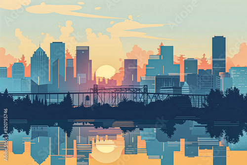 Portland city skyline vector illustration