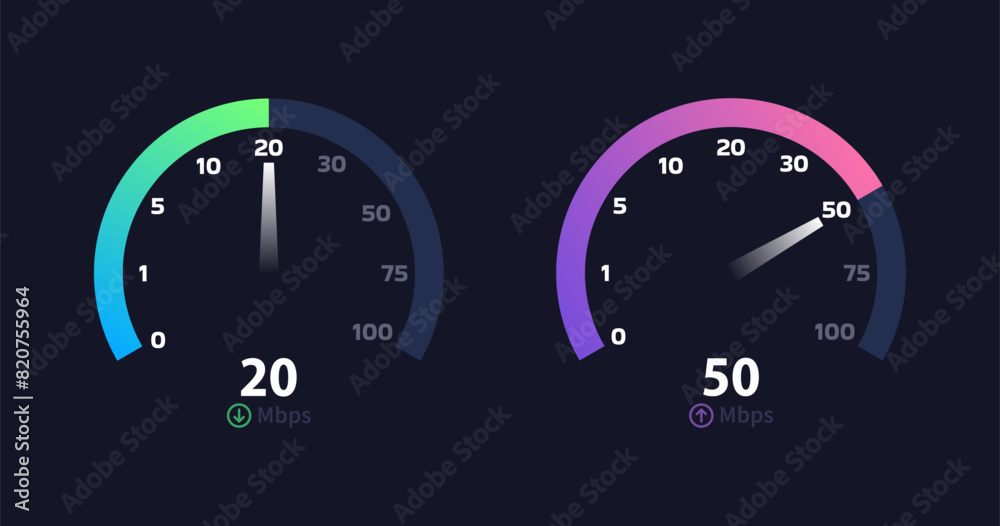 Fototapeta premium Internet speed speedometer icons. Flat Style. Vector icons
