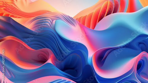 Colorful Abstract Background with Flowing Waves in Blue and Orange Shades