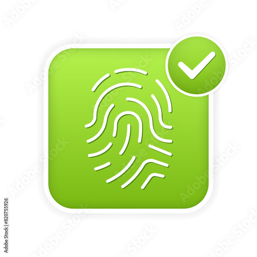 Verified Fingerprint Icon. Flat Style. Vector icon