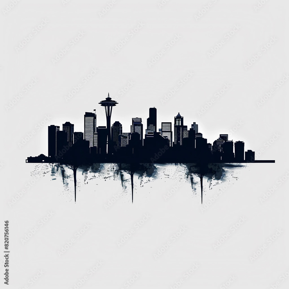 Fototapeta premium Seattle city skyline vector illustration silhouette