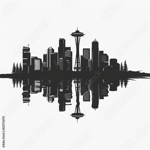 Seattle city skyline vector illustration silhouette