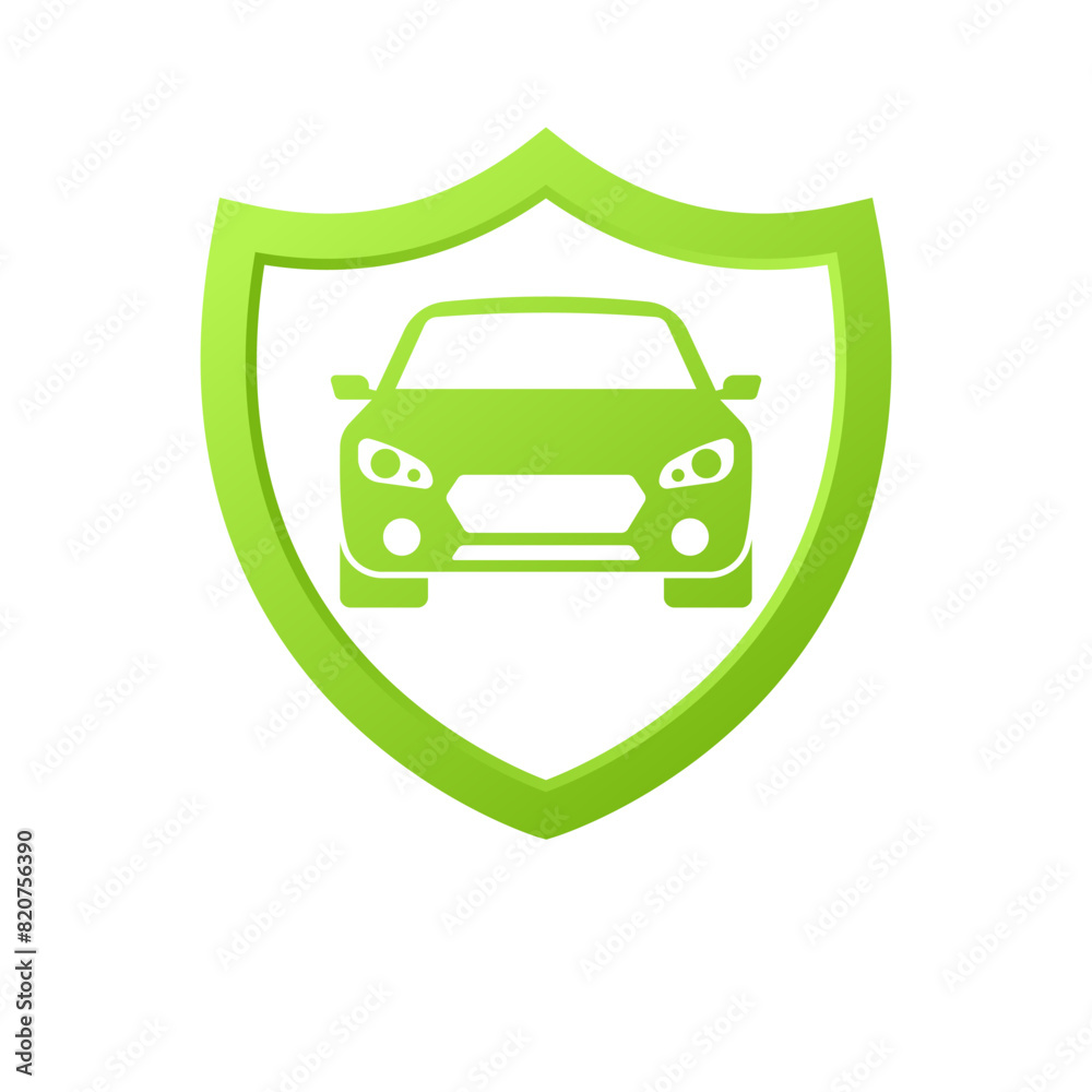 Car protection icon. Car inside shield. Flat style. Vector icon Car protection icon. Car inside shield. Flat style. Vector icon