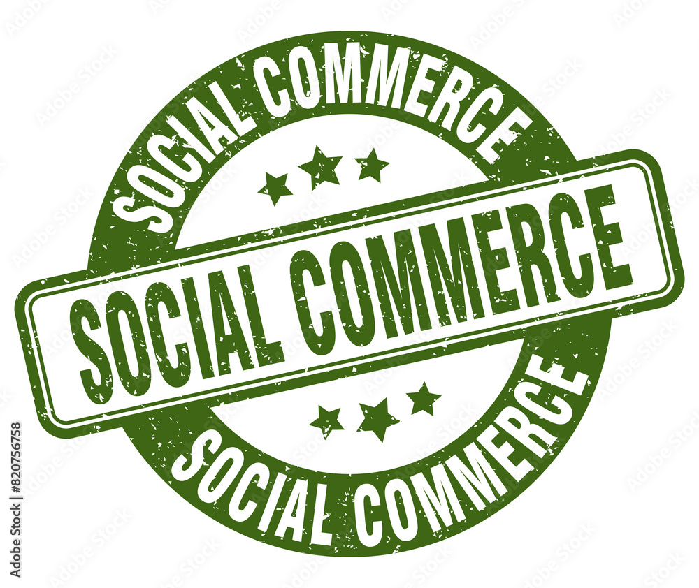 social commerce stamp. social commerce label. round grunge sign social commerce stamp. social commerce label. round grunge sign