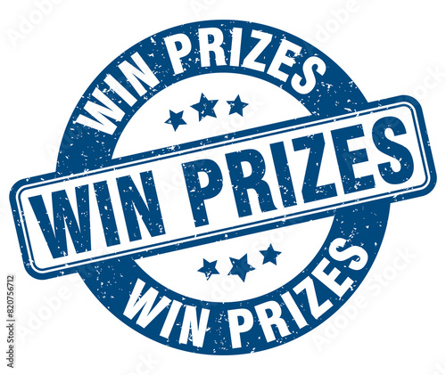 win prizes stamp. win prizes label. round grunge sign