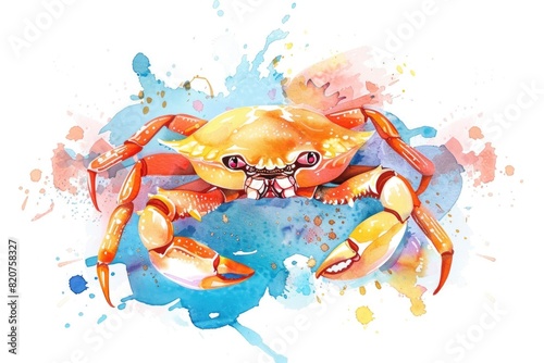 Detailed watercolor painting of a crab  perfect for nature or marine themed designs