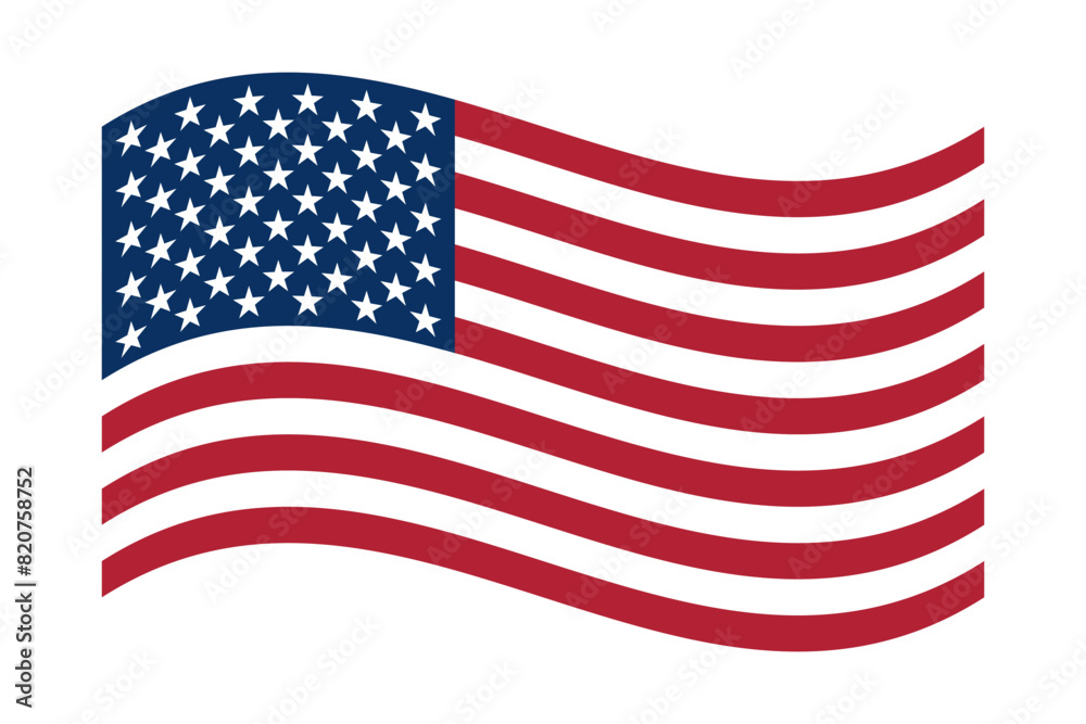 Wavy flag of the USA, isolated on transparent background. Vector illustration Wavy flag of the USA, isolated on transparent background. Vector illustration