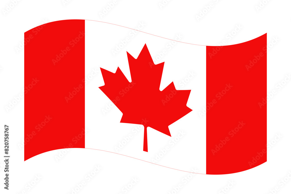 Wavy flag of Canada, isolated on transparent background. Vector illustration Wavy flag of Canada, isolated on transparent background. Vector illustration