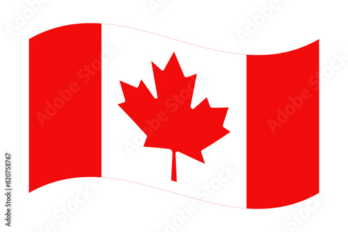 Wavy flag of Canada, isolated on transparent background. Vector illustration