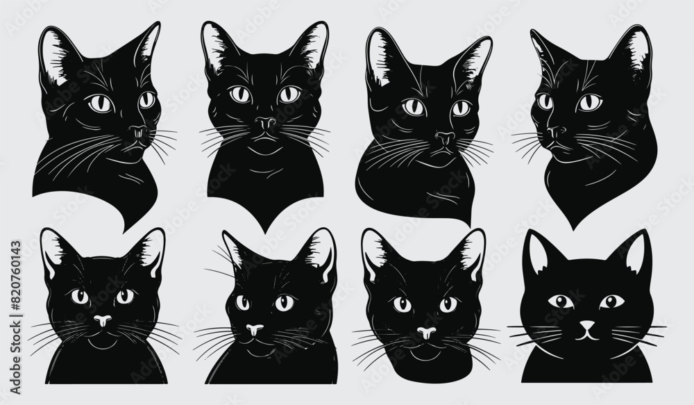 Hand Drawn Cat Silhouette Vector Collection Hand Drawn Cat Silhouette Vector Collection