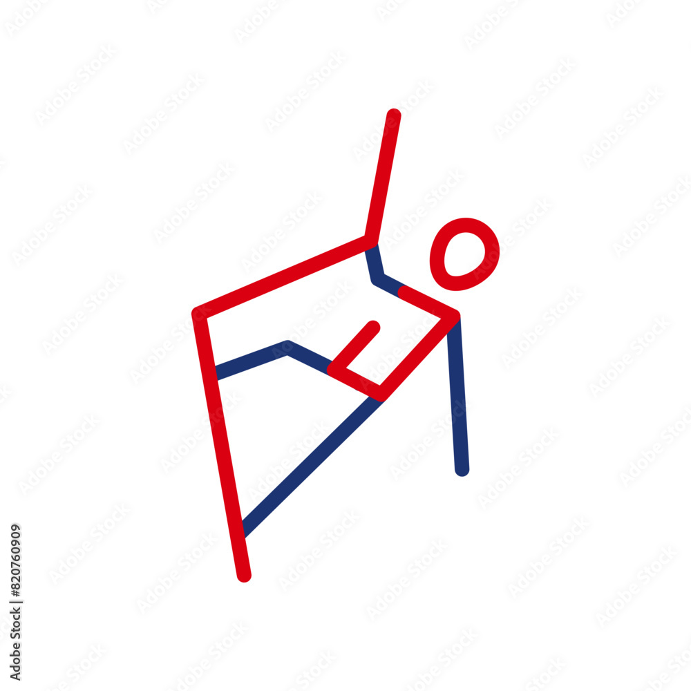 Vector outline icon of an athlete climbing a cliff. A rock climber climbs a vertical surface. Physically difficult sports. Flat icon, pictogram. Sports events and competitions. Vector outline icon of an athlete climbing a cliff. A rock climber climbs a vertical surface. Physically difficult sports. Flat icon, pictogram. Sports events and competitions.