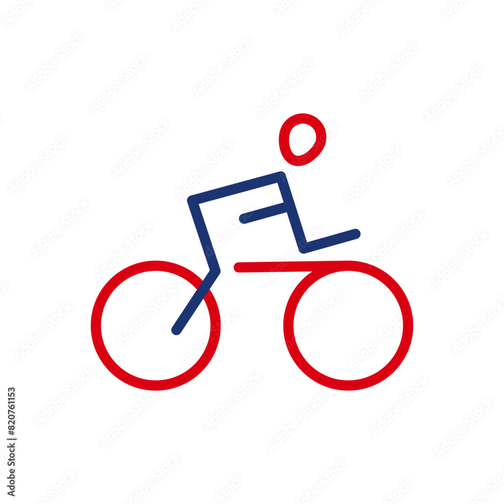 Vector outline icon of a cyclist riding a bicycle. Illustration of an athlete on a bicycle. Flat icon, pictogram. Sports events and competitions.