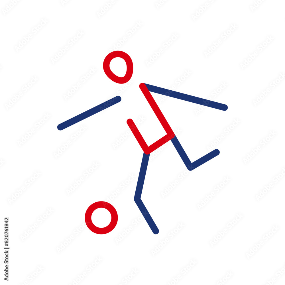 Vector outline icon of a running football player trying to hit the ball. An athlete plays football. Physically active sports. Flat icon, pictogram. Sports events and competitions. Vector outline icon of a running football player trying to hit the ball. An athlete plays football. Physically active sports. Flat icon, pictogram. Sports events and competitions.