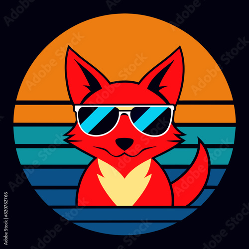 Fox and summer t shirt design vector art illustration © bizboxdesigner