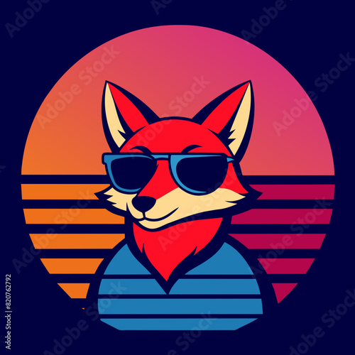 Fox and summer t shirt design vector art illustration © bizboxdesigner