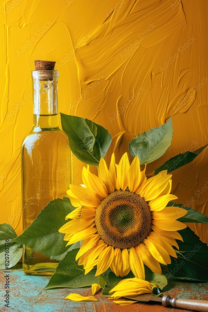 sunflower oil close-up top view. Selective focus sunflower oil close-up top view. Selective focus