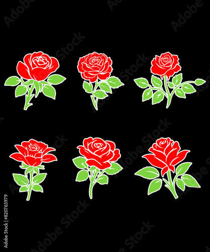 Rose Sticker, Red Rose Flower Sticker, Vinyl Sticker, Die Cut Sticker, Water Bottler Sticker, Laptop Decal photo