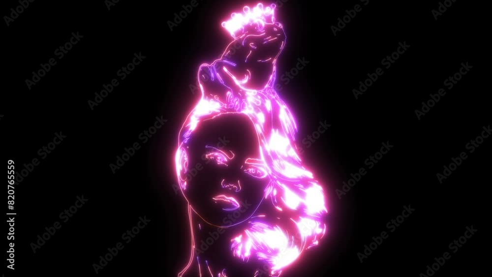 neon animation of girl with frog neon animation of girl with frog