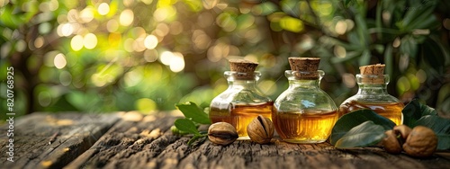 mongongo nut essential oil. Selective focus