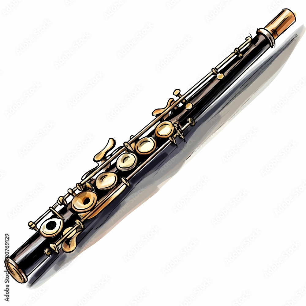 Fototapeta premium Piccolo flute isolated on a white background.