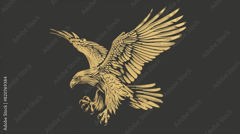 Obraz premium A majestic golden eagle soaring through the sky. Suitable for wildlife and nature themes
