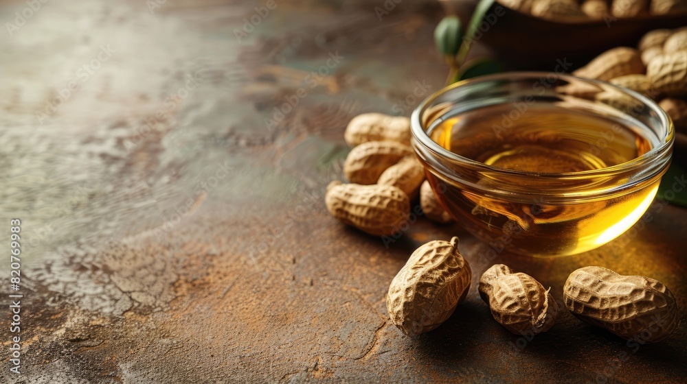 peanut essential oil. Selective focus peanut essential oil. Selective focus