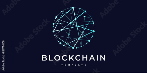 Sign, logo Blockchain. Symbol, logo for blockchain technology, logotype. Hexagon, connection line transaction for logo, brand label, emblem, branding, smart contract block symbol. Vector Illustration