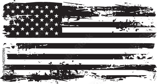 Black and white USA flags
