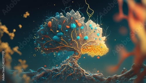 Microscopic tree and molecules abstract