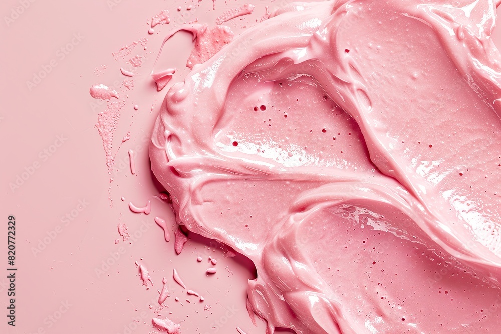 Pink Face, body skin scrub texture. Creamy organic skincare cosmetic exfoliation product with grains. Professional skin care cream background. Close view from above. Health, wellness, beauty concept Pink Face, body skin scrub texture. Creamy organic skincare cosmetic exfoliation product with grains. Professional skin care cream background. Close view from above. Health, wellness, beauty concept