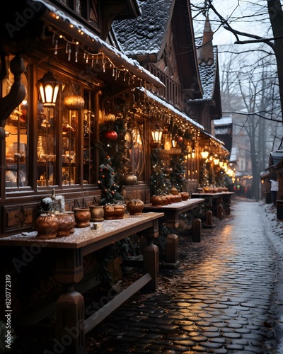 Traditional christmas market in the old town of Riga, Latvia © Iman