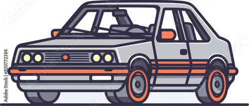 Vector illustration o f a grey car on the white background