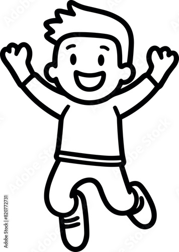 Vector illustration of an excited, cartoon child jumping joyfully into the air.