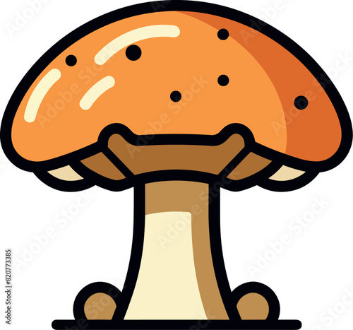 Vector illustration of a beautiful and delicious mushroom bold outline, dark and bright colors