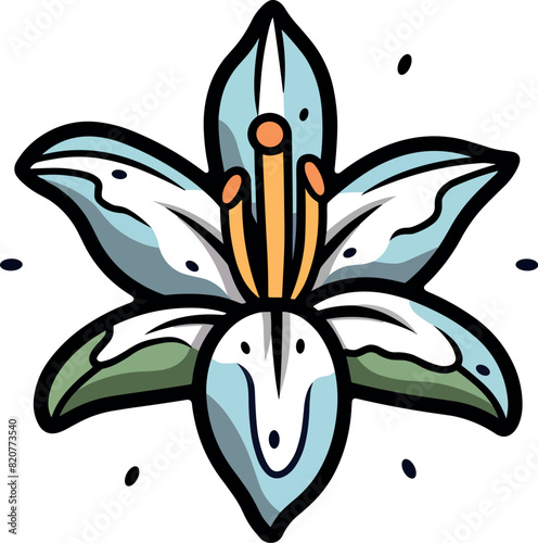 Vector of vibrant a blue lily flower against a fresh white background