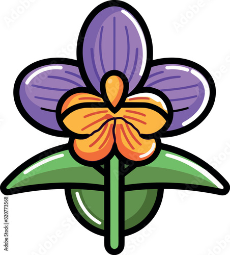 Vector of vibrant a purple orchid flower against a fresh white background