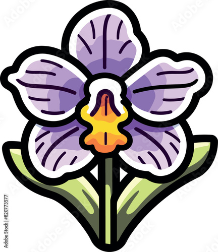 Vector of vibrant a purple orchid flower against a fresh white background