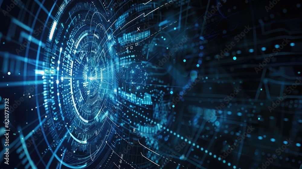 Fototapeta premium A technology themed background with abstract digital patterns and blue tones, ideal for corporate presentations