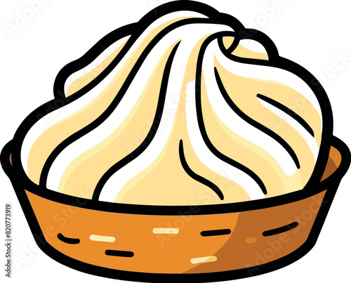 Illustration of a tasty and appetizing dumpling on a white background