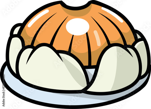 Vector illustration of a beautiful and delicious dumpling on the white background