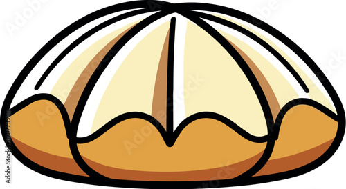 Illustration of a tasty and appetizing dumpling on a white background