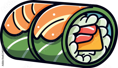 Vector illustration of a beautiful and delicious hoso maki sushi roll