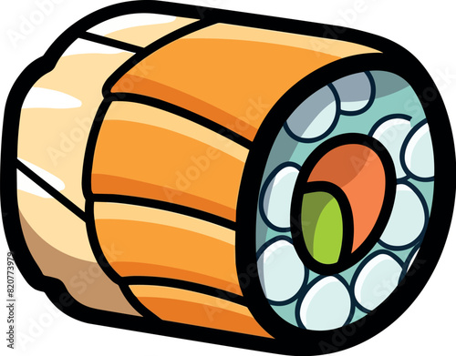 Vector illustration of a beautiful and delicious hoso maki sushi roll