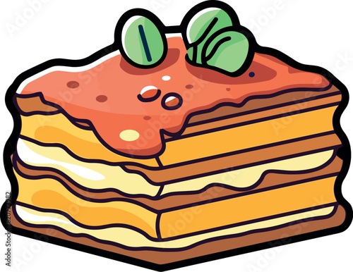 Vector illustration of a beautiful and delicious lasagne