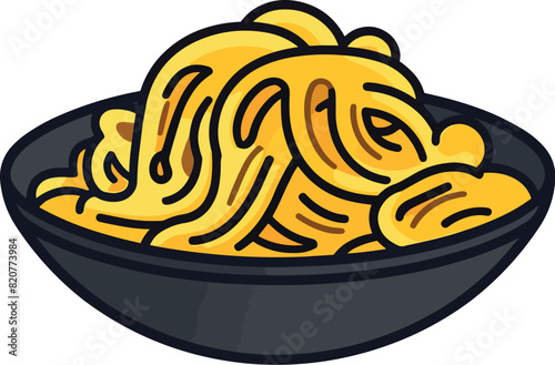 Vector illustration of a beautiful and delicious spaghetti carbonara pasta on the white background